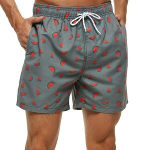 Green Shorts with Red Watermelon Print